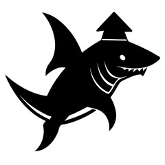 Black shark wearing a graduation cap with an arrow