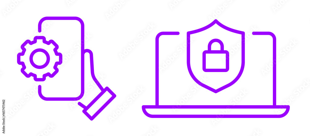 Poster digital security and device management icons