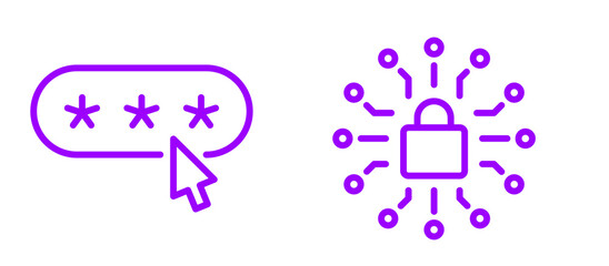 Secure digital access represented by password input and a locked circuit board.