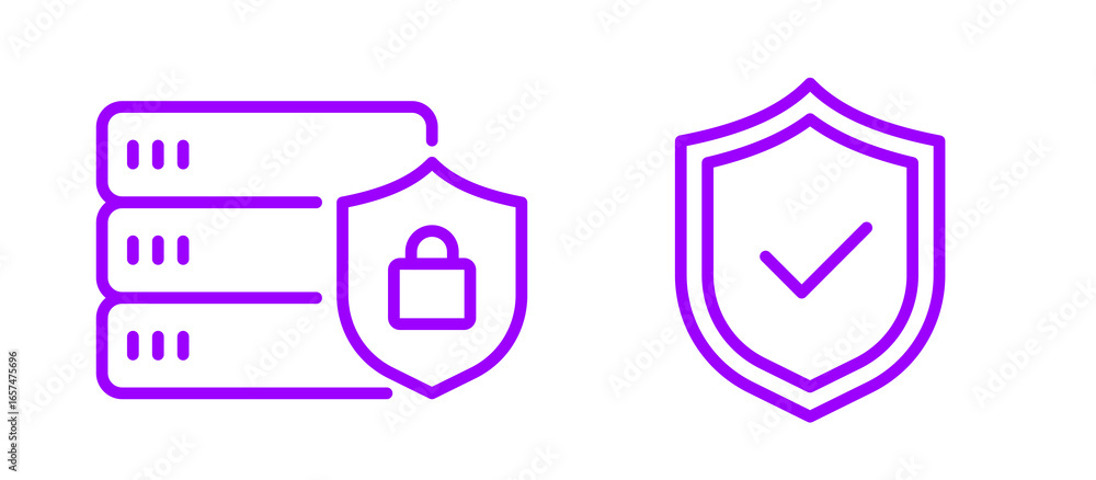 Poster secure data protection with digital shields and lock icons