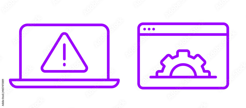 Poster digital warning and system settings icons on a clean background