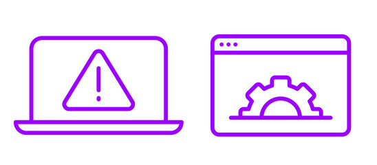 Digital warning and system settings icons on a clean background