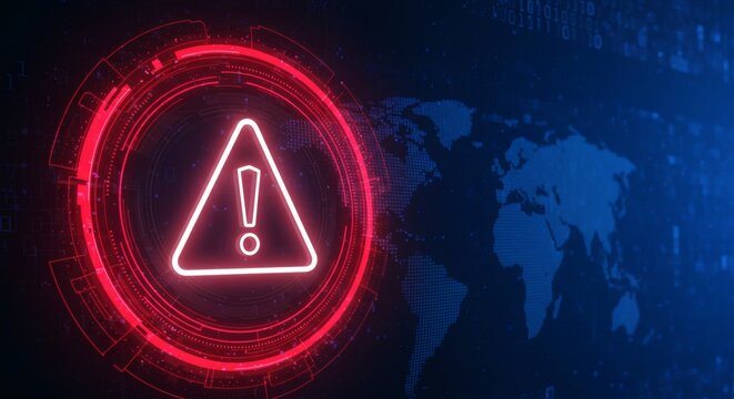Cyber Alert Global Digital Threat in Red Focus.
