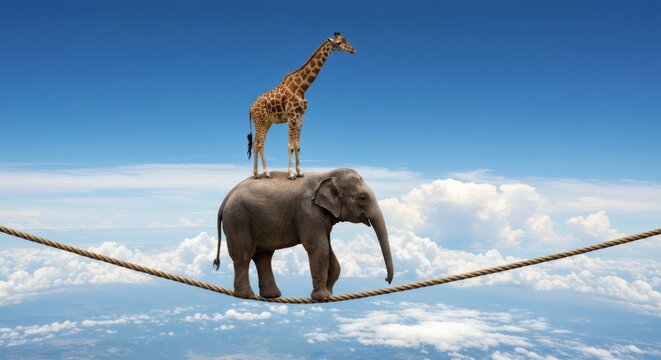 Elephant  Giraffe Balancing Act SkyHigh Adventure.