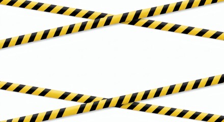 Crossed Caution Bold Black  Yellow Stripes Against Clean White Backdrop.