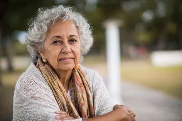 Image of elderly Hispanic woman in a park