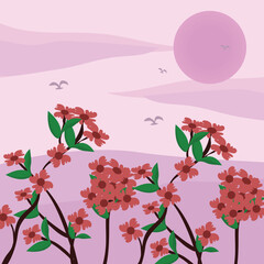 Spring Blossoms,Flowering Season icon illustration background