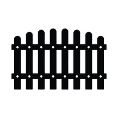 Black silhouette vector illustration of wooden garden fence design