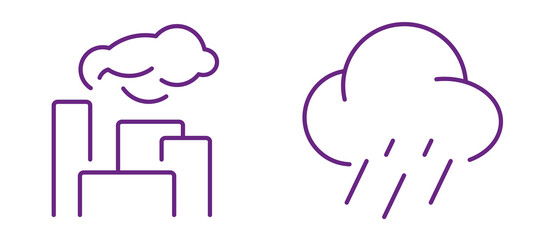 City skyline with pollution and a rain cloud symbolizing environmental concerns