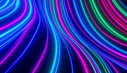 Fototapeta premium 3d rendering, abstract neon background. Curvy colorful glowing lines, futuristic minimalist wallpaper