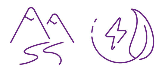 Abstract icons representing nature, travel, and renewable energy