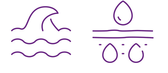 Abstract illustration of waves and water droplets symbolizing fluid motion and filtration