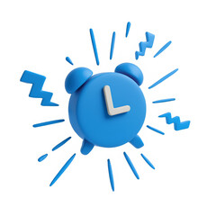 3d ringing alarm clock on white background