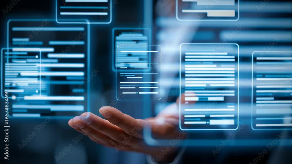 Poster innovative digital document management enhancing data handling with electronic technology and user f