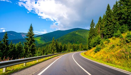 Fototapeta premium Scenic drive through the Carpathian mountains on a beautiful summer day