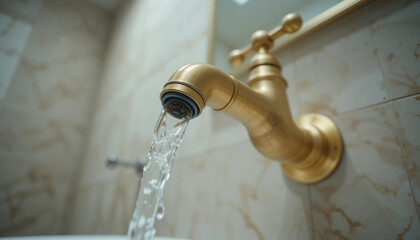 water flowing from faucet water drop