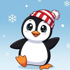 Naklejka premium penguin on snow