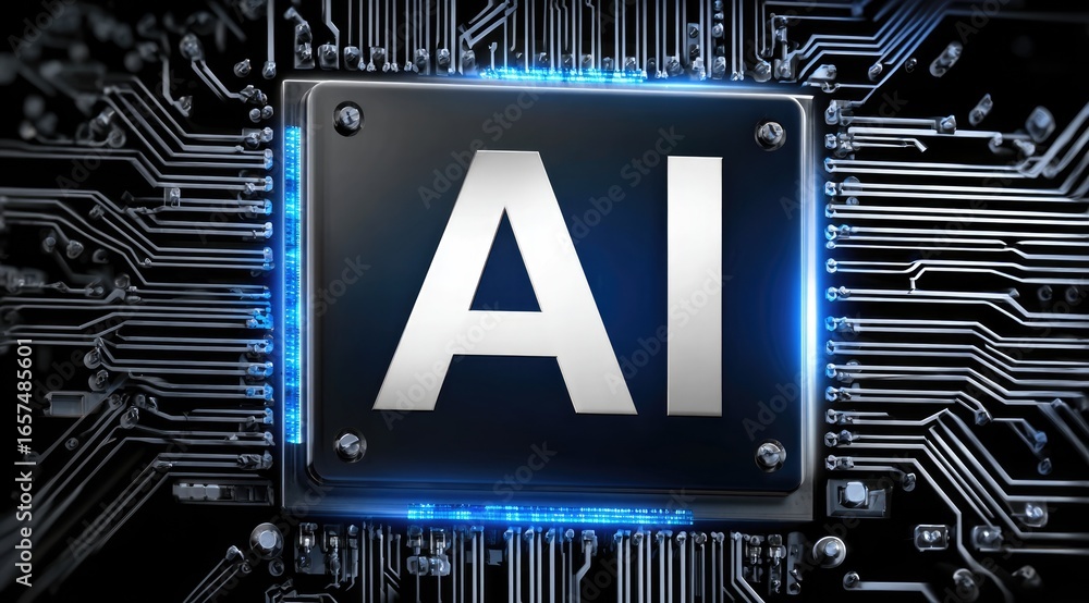 Aufkleber a close-up image of a circuit board featuring the letters 'ai', symbolizing artificial intelligence.
