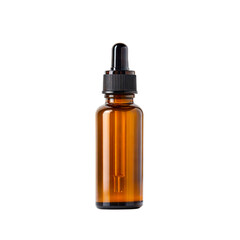 Amber Glass Dropper Bottle, Ideal for Skincare Products isolated on transparent png background.