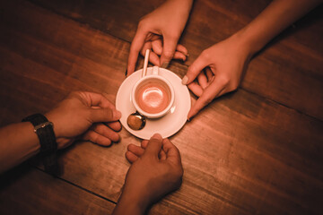Barista is serving coffee for lovers