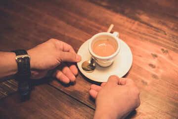 Barista is serving coffee for lovers