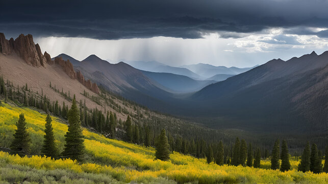 Stormy landscape in the Hunter-Fryingpan Wilderness, Colorado