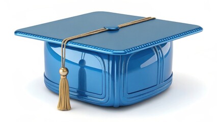 Blue graduation cap with golden tassel background image for mock up design