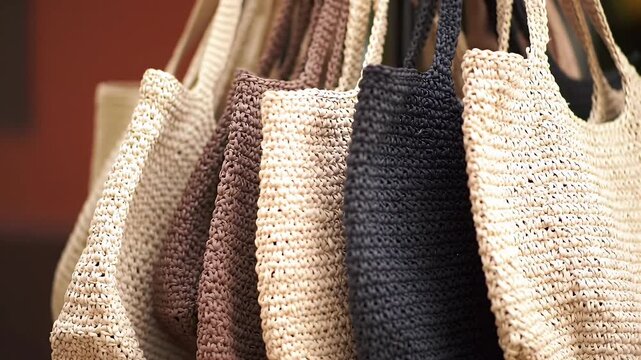 Raffia Bags in Cream Brown and Black Detailed Woven Texture Crafts Summer Fashion Handbags Accessories