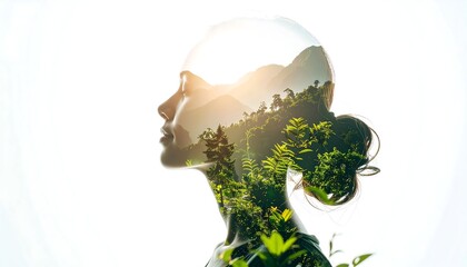 Woman's profile with nature in her mind
