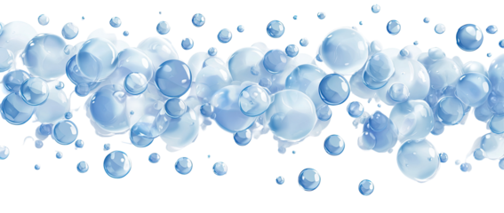 Light blue bubbles clustered together in a horizontal line against a black background