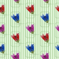 Floral seamless pattern. campanula. Floral motifs for use in wallpaper, covers, packaging. For textiles, cotton fabrics, linen. For use in wallpaper, wrappings. Interior decor. Raster illustration.