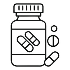 Plastic container of pills, a medical bottle and a glass jar, all isolated on a white background for healthcare illustrations