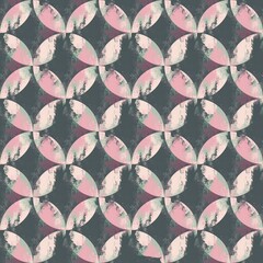 seamless pattern with geometric pink flowers