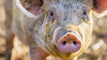 Close-up portrait of a pig celebrating World farm animals day
