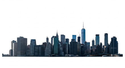 Obraz premium Iconic New York City Manhattan Skyline with Modern Skyscrapers on Bright Background
