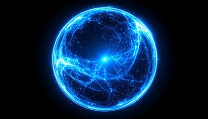 Glowing Blue Energy Sphere in Dark Space