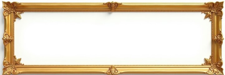 Ornate golden frames, vintage style, white backdrop, decorative frames, art deco, set