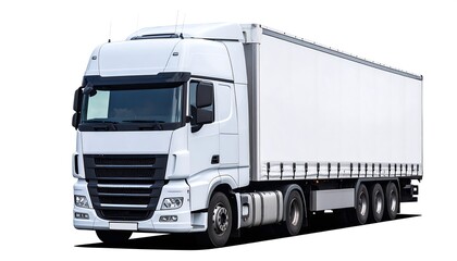White semi-truck isolated