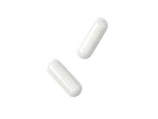 Two white capsules isolated on a transparent background