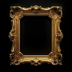 a realistic golden frame black background