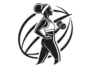 Fitness Icon: Woman Weightlifting isolated on transparent background