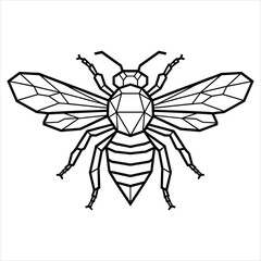 Geometric Bee Vector Polygonal Honeybee Insect Illustration Design.