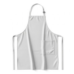 Blank White Chef's Apron with Pocket on Isolated transparent background