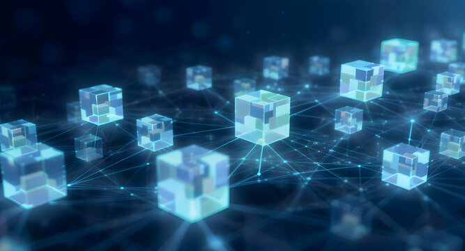 abstract blue background with particles - Powered by Adobe