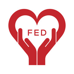FED Heart Care Logo – Charity, Healthcare and Community Support Icon. FED Letter Logo.
