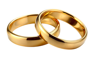 Two Golden Wedding Rings &ndash; Cut Out &ndash; Isolated on White Background &ndash; PNG &ndash; GENERATIVE AI
