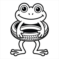 Cartoon Frog Mascot with Tire Body Vector Illustration