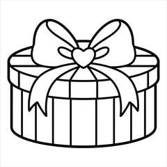 Gift Box with Ribbon Coloring Page Vector Illustration