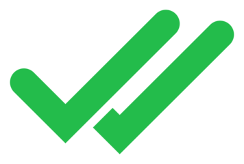 Green double checkmark icon, approval tick sign, PNG with transparent background for messaging, success, verification, and task completion