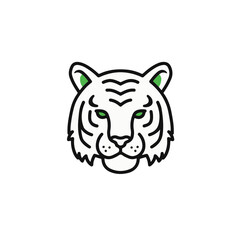 A simple and stylish line art illustration of a tiger's face.